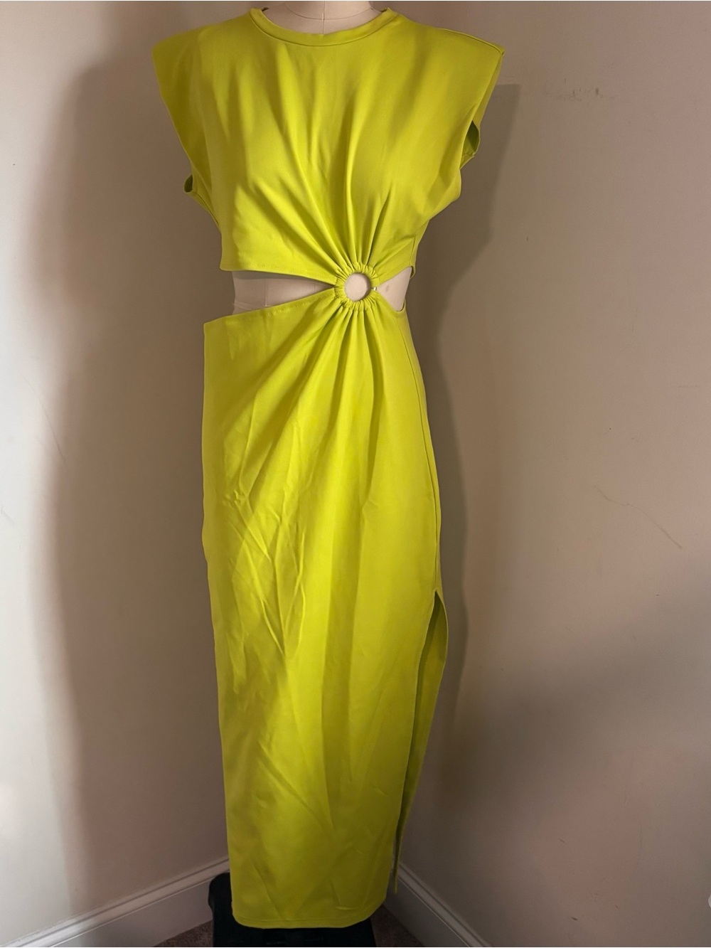 Fore Lime Green Maxi Dress with Ring Cutout